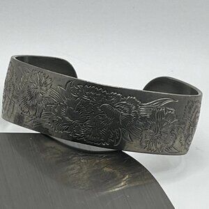 Kirk-Stieff Carnation Bracelet - Signed 900-1 Pewter Jewelry - Vintage 1970-1980